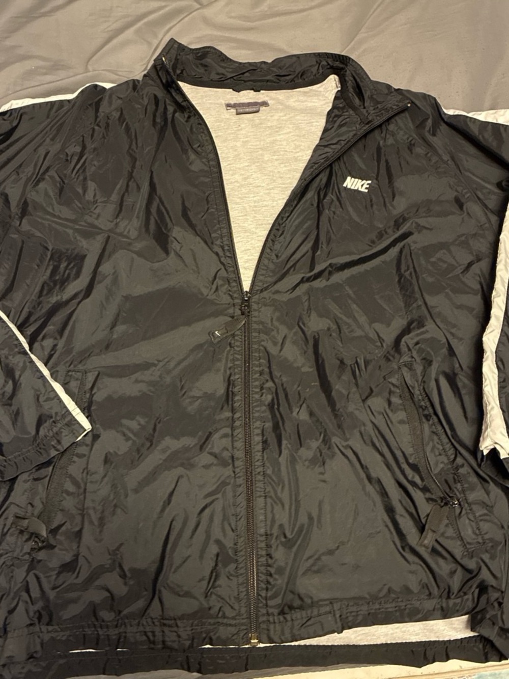 Nike Black Windbreaker Jacket with White Trim